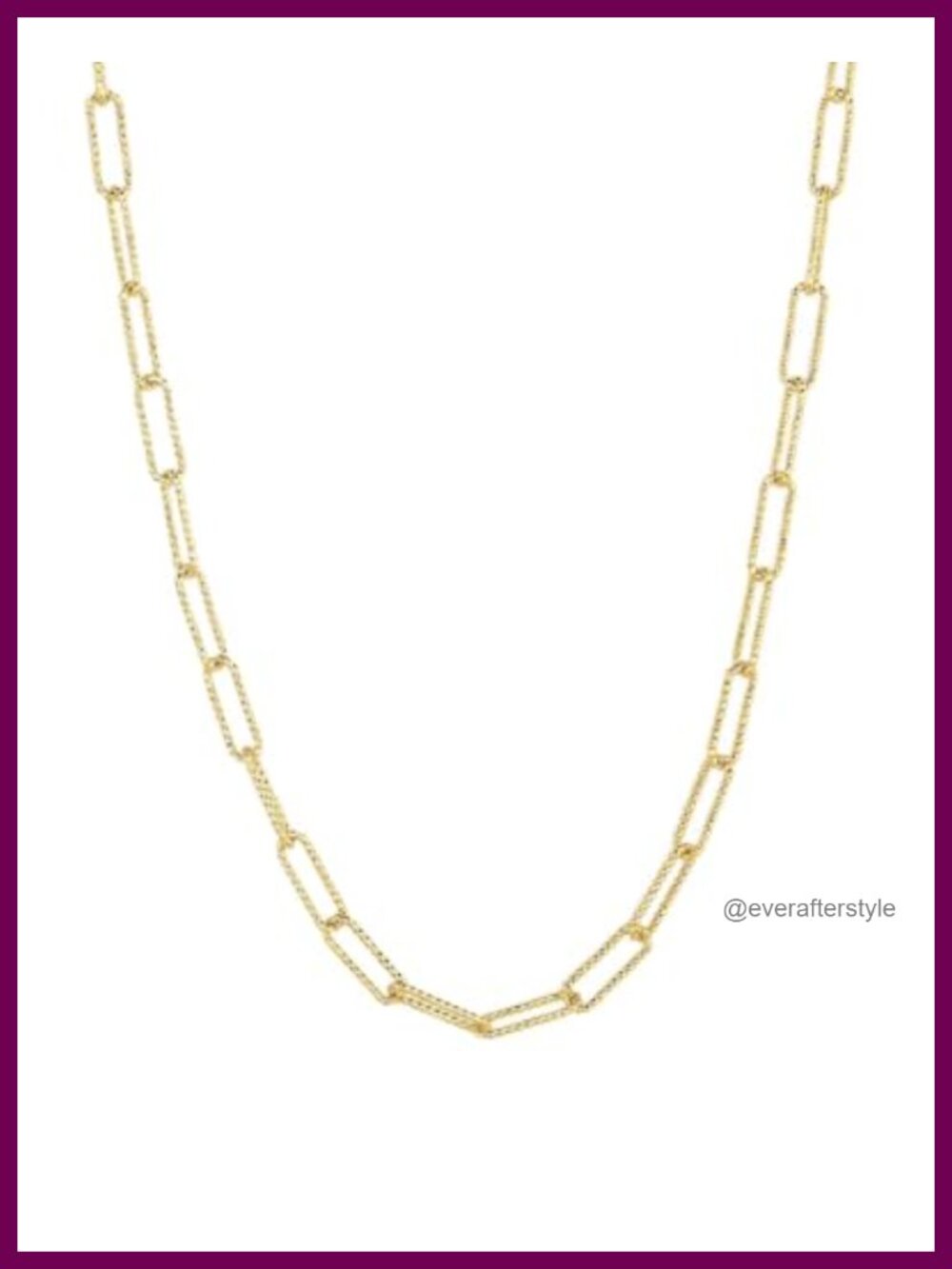 18K Gold Plated Textured Link Necklace 18 Inches Layering Chain